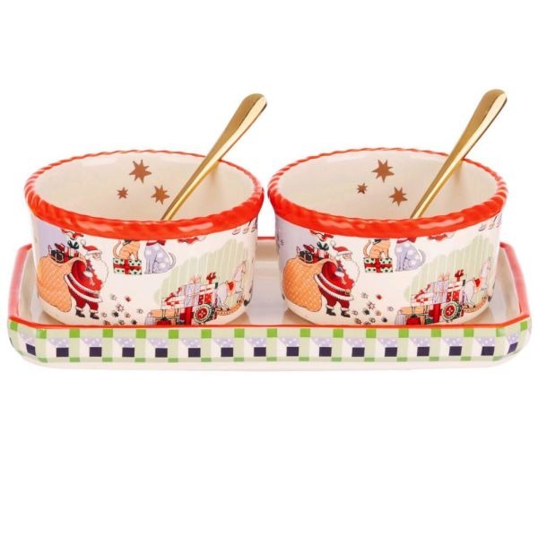 Cath Kidston Xmas Ditsy Condiment Pot Set